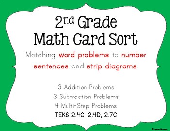 TEKS 2.4C, 2.4D, 2.7C 2nd Grade Math Card Sort by Manipulating Minds in