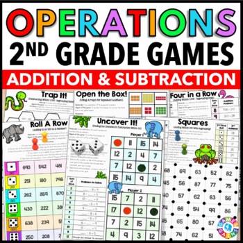 Preview of 2nd Grade Math Center Games - 2 & 3 Digit Addition & Subtraction With Regrouping