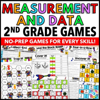 Preview of 2nd Grade Measurement Math Worksheet Games Count Coins Money, Tell Time, Graphs