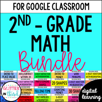 Preview of 2nd Grade Math Centers Activities for Google Classroom Digital Resources BUNDLE