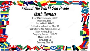 Preview of 2nd Grade Math Centers- Around the World Theme