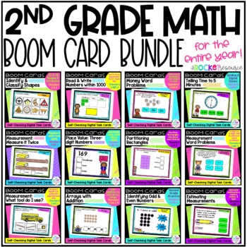 Preview of 2nd Grade Math Centers BOOM Cards | 2nd Grade Math Bundle
