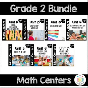 Preview of 2nd Grade Math - Centers, Games, Worksheets, Vocabulary, I Can Statements, etc