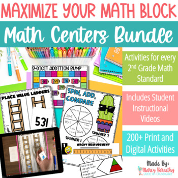 Preview of 2nd Grade Math Centers - Includes Student Instructional Videos