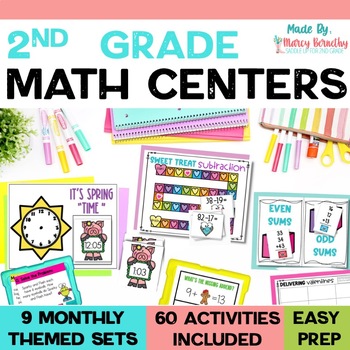 Preview of 2nd Grade Math Centers - Including May Math Centers for End of the Year