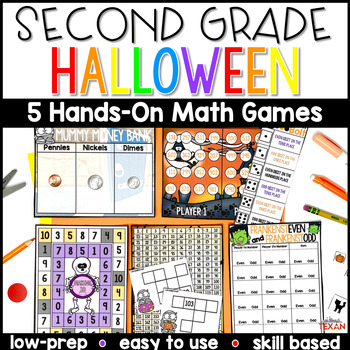 Preview of 2nd Grade Math Centers | Math Center Games and Activities | Halloween