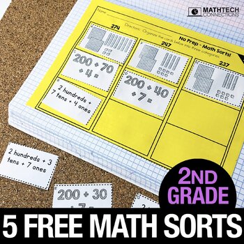 Preview of 2nd Grade Math Centers - Math Sorts - Math Games for Review
