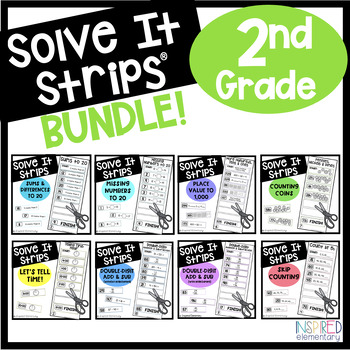 Preview of 2nd Grade Math Centers Math Review Math Games Solve It Strips®