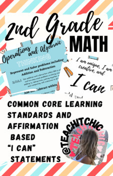 Preview of 2nd Grade Math Common Core Learning Standards and “I Can” Statements