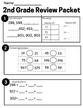 Preview of 2nd Grade Math Concepts End of Year Review Packet