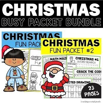 Preview of 2nd Grade Math & ELA Fast Finishers - Christmas Busy Work Worksheet Early Puzzle