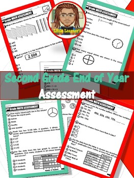 Preview of 2nd Grade Math End of Year Assessment | Midyear Assessment | Progress Monitoring