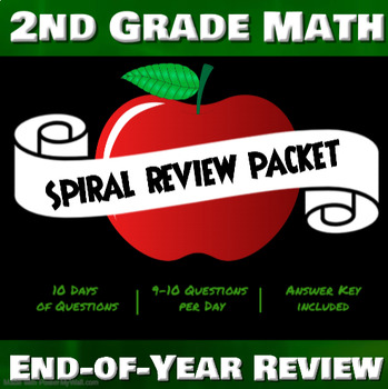 Preview of 2nd Grade Math End of Year Spiral Review DISTANCE LEARNING PACKET, 20 days