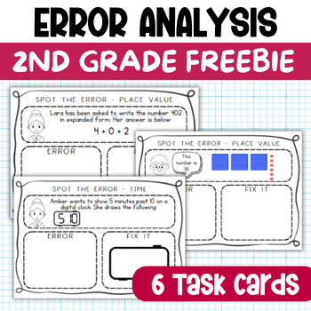 Preview of 2nd Grade Math Error Analysis and Problem Solving Task Card Questions