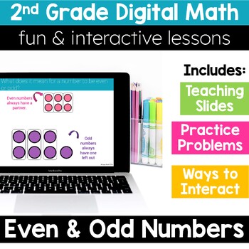 Preview of 2nd Grade Math Even and Odd 2.OA.3 - Digital Math Activities Digital Resources