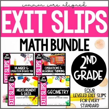 Preview of 2nd Grade Math Exit Slips Common Core Assessment BUNDLE