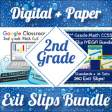 2nd Grade Math Exit Slips Digital and Paper MEGA Bundle: G
