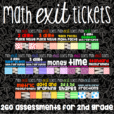 2nd Grade Math Exit Ticket Bundle - 260 Math Assessments