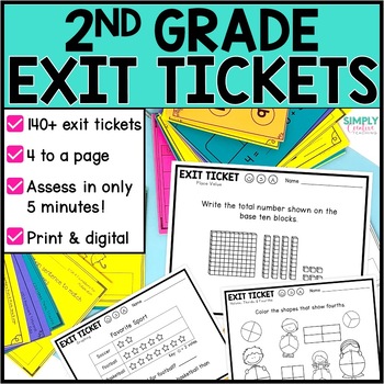 Preview of 2nd Grade Math Exit Tickets, Exit Slips, Math Assessments, Bundle