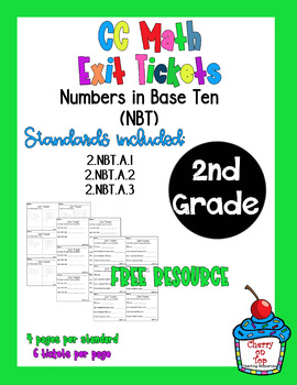 Preview of 2nd Grade Math Exit Tickets- Free Preview