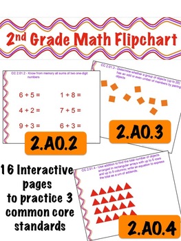 Preview of 2nd Grade Math Flipchart - Common Core 2.AO.2 , 2.OA.3, & 2.OA.4