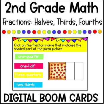 2ND GRADE MATH BASIC FRACTIONS - Two Quarters and Three Quarters