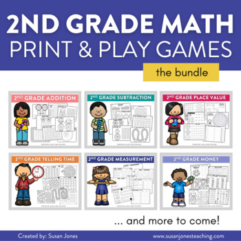 Preview of 2nd Grade Math Games: Print & Play BUNDLE