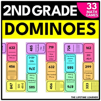 Preview of 2nd Grade Math Games Yearlong Bundle | Second Grade Dominoes