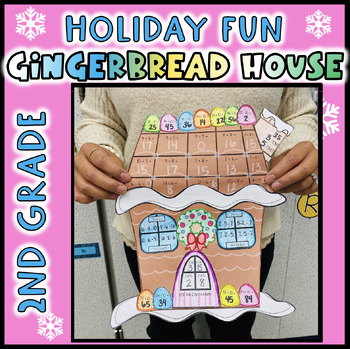 Preview of 2nd Grade Math Gingerbread Houses Christmas Winter Craft Addition Subtraction