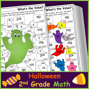 Preview of 2nd Grade Math | Halloween | Color by Number