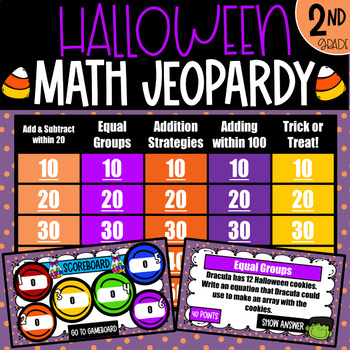 2nd Grade Math Halloween Jeopardy Review Game (EDITABLE) | TpT
