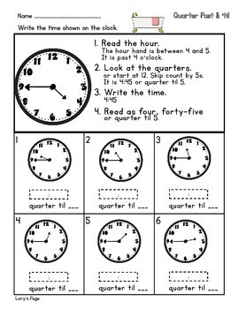 quarter past til 2mdc7 2nd grade math helps by lory evans tpt