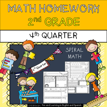 Preview of 2nd Grade Math Homework - 4th Quarter - w/ Digital Option - Distance Learning
