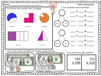2nd Grade Math Homework - Part 3 by Primary Divas | TpT