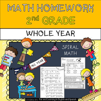 Preview of 2nd Grade Math Homework - WHOLE YEAR - w/ Digital Option - Distance Learning