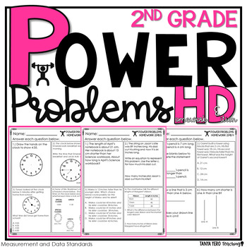 Preview of 2nd Grade Math Homework Word Problems Measurement and Data Power Problems™