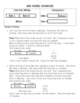Preview of 2nd Grade Math In Focus Bar Model Parent Handout