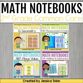 Preview of 2nd Grade Math Interactive Notebooks Bundle - Common Core 2nd Grade Math