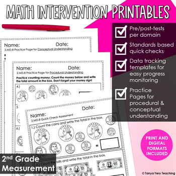 Preview of Math Intervention 2nd Grade Printables Measurement | RTI Progress Monitoring