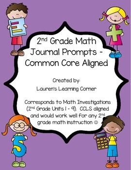 Preview of 2nd Grade Math Journal Prompts - Common Core Aligned - Units 1 - 9