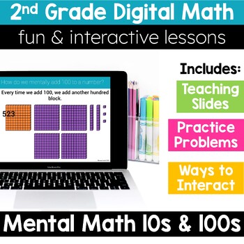 Preview of 2nd Grade Math Mental Math 10s & 100s 2.NBT.8 Digital Math Activities Resources