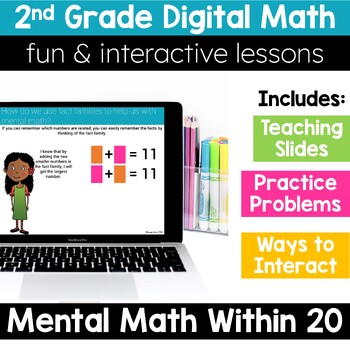 Preview of 2nd Grade Math Mental Math Within 20 2.OA.2 Digital Math Activities Resources