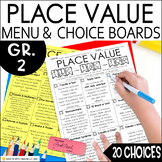 2nd Grade Math Menu Place Value Projects Choice Board | En