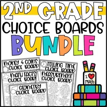 Preview of 2nd Grade Math Menus and Choice Boards - Enrichment Activities