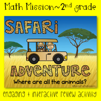 Preview of 2nd Grade Math Mission - Escape Room - Safari Mystery End of Year Review