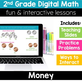 Preview of 2nd Grade Math Money 2.MD.8 Digital Math Activities Digital Resources