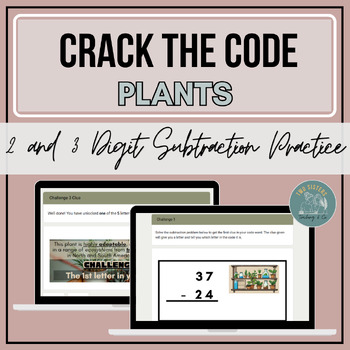 Preview of Crack the Code Math | No Prep Multi Digit Subtraction Game | Science Plant Needs