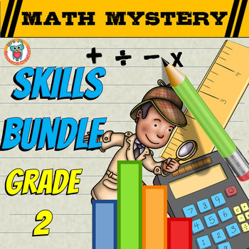 Preview of 2nd Grade Math Mysteries SKILLS Bundle -  CSI Math Activities