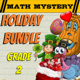 2nd Grade Math Mystery Holiday Bundle: Fun Math Review Act