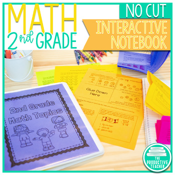 Preview of 2nd Grade Math Review No Cut Interactive Notebook Pages